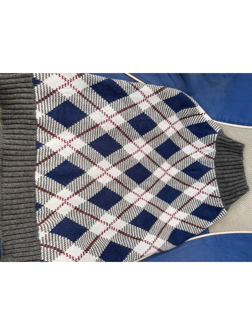 Vibrant Life Dog Medium Turtleneck Sweater with Argyle and Patterned Sleeves